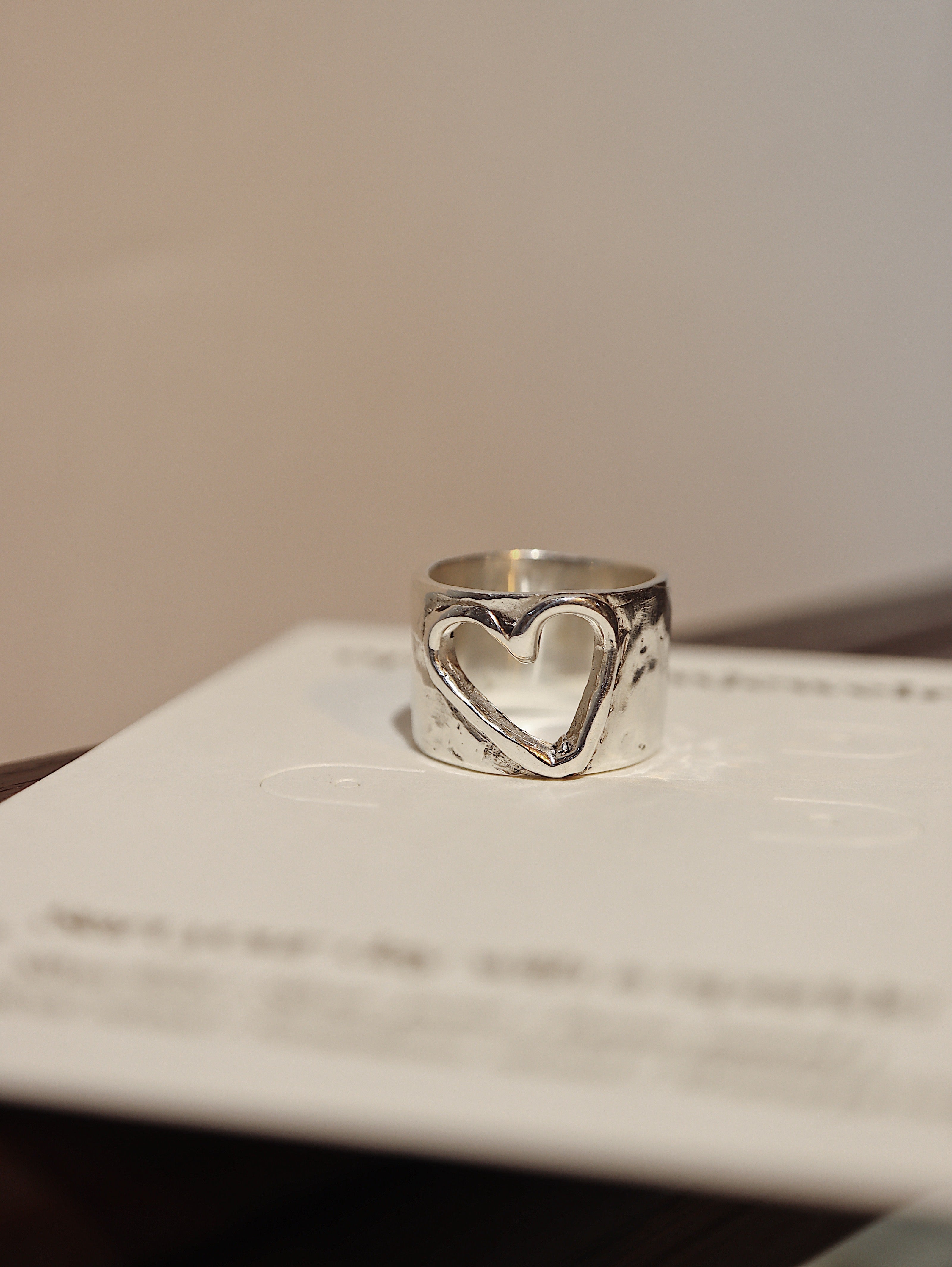 Handcrafted Hollow heart band  925 silver pinky / midi ring
