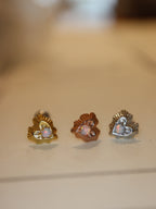 Heart opal stud piercing earring (1pc)