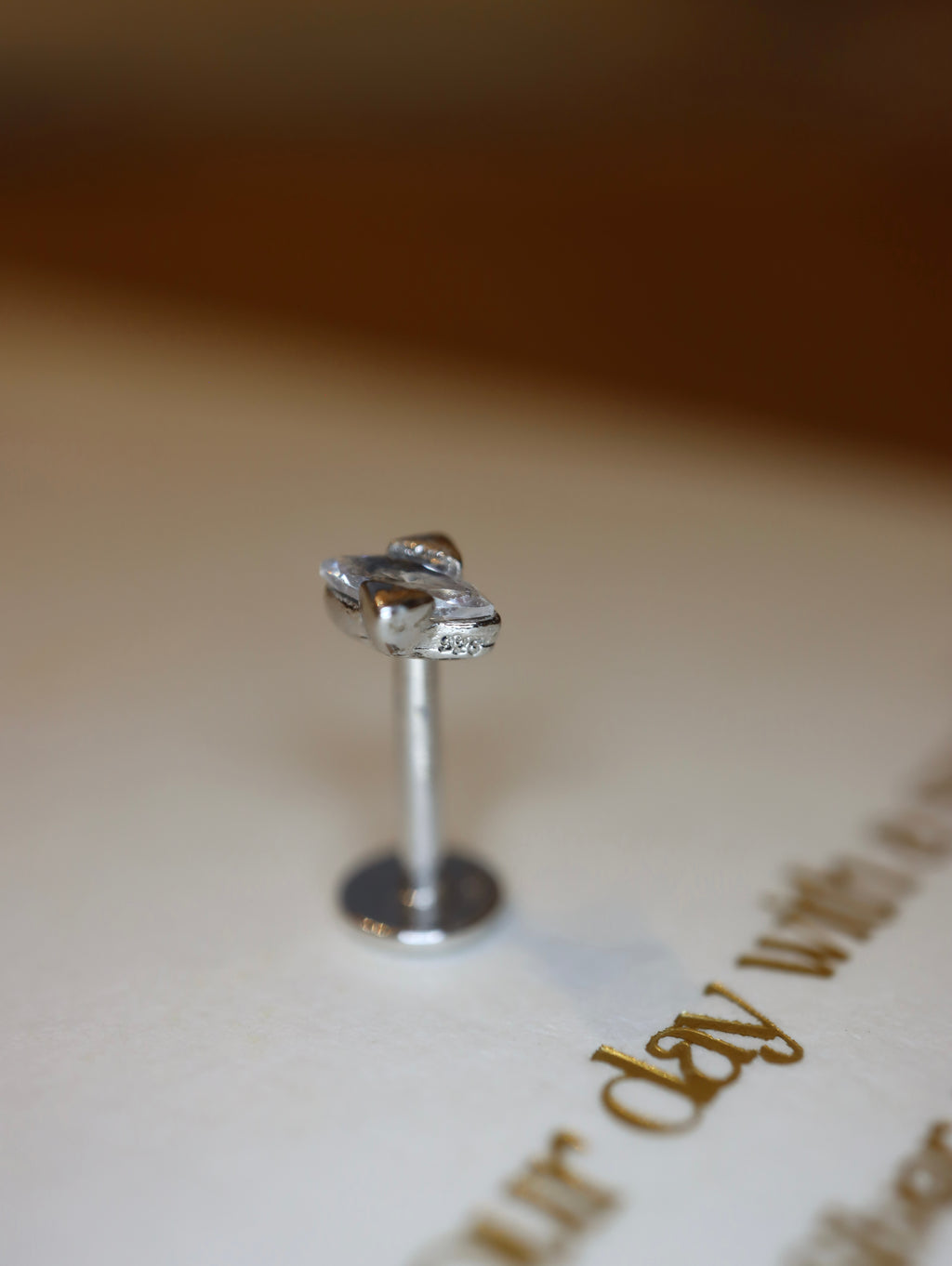 Mini stud cz flat back 925 silver piercing (1pc)