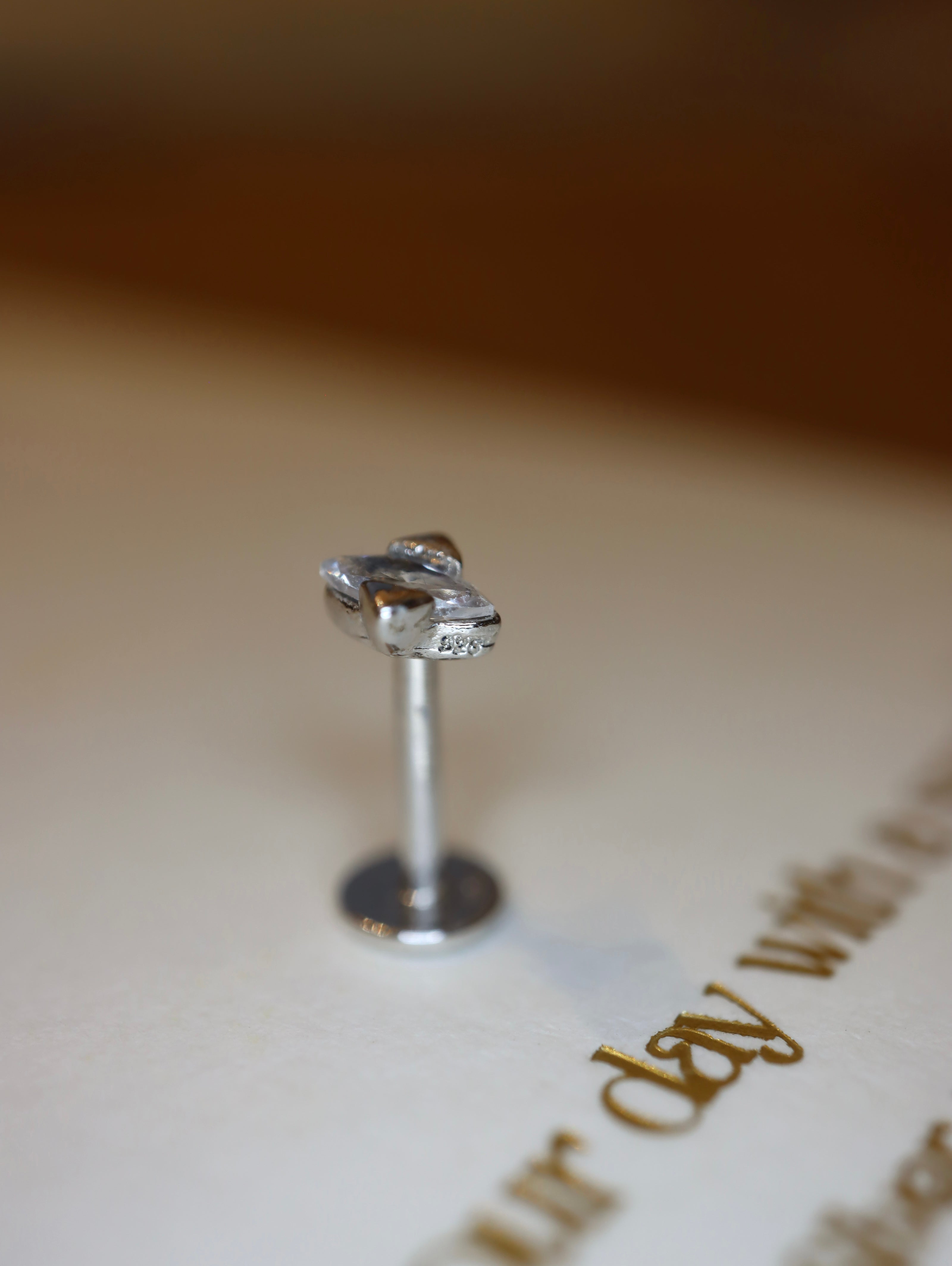 Mini stud cz flat back 925 silver piercing (1pc)