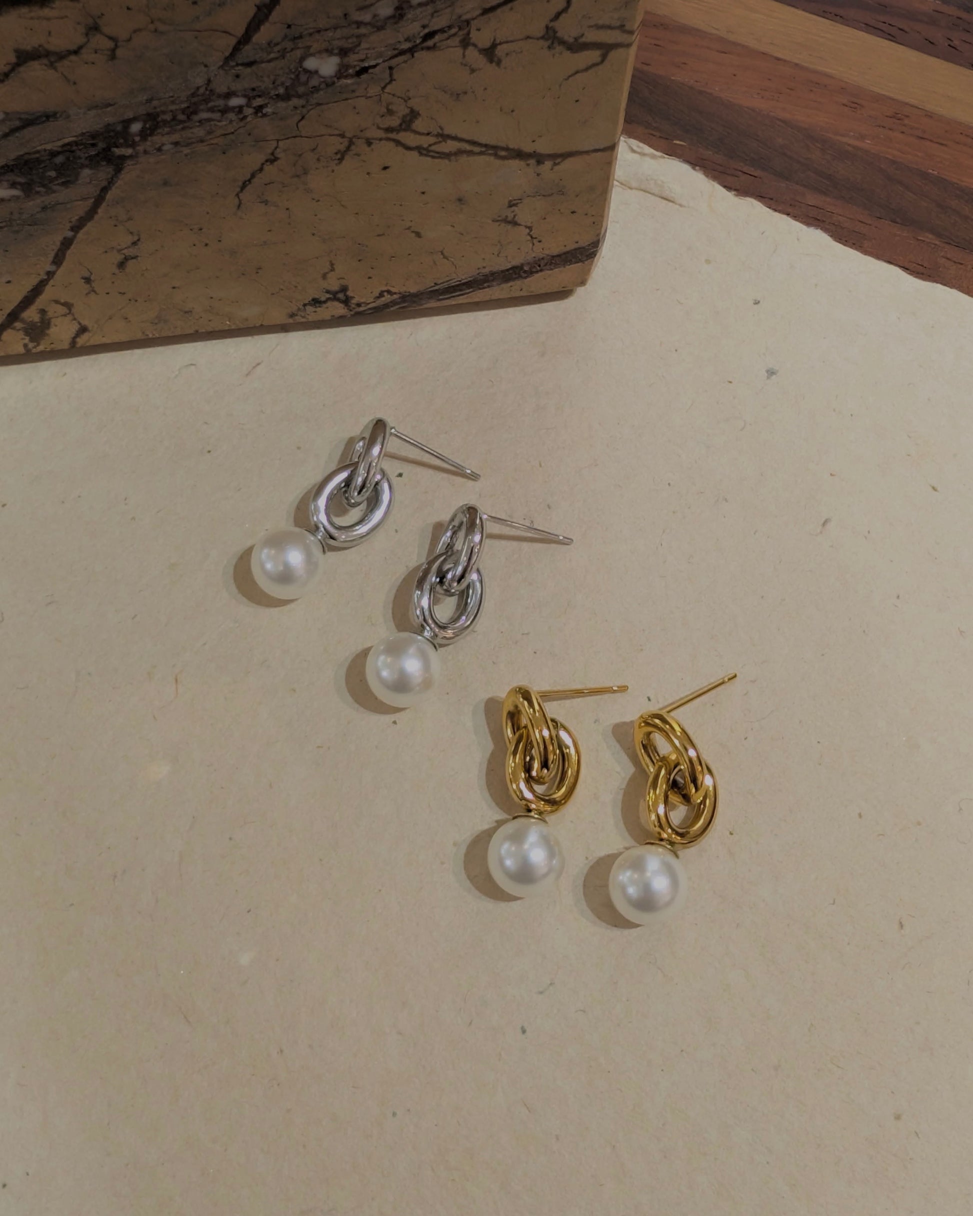 Stainless steel interlock earrings