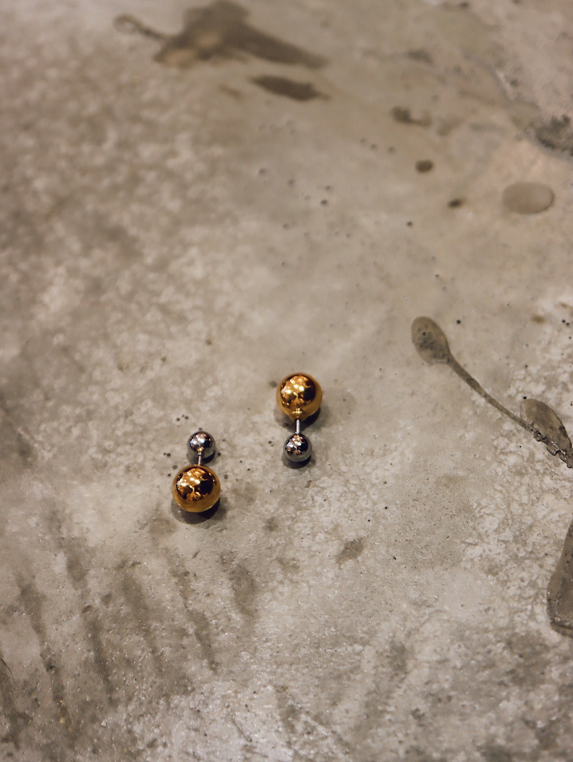 Mix tone front & back stainless steel earrings