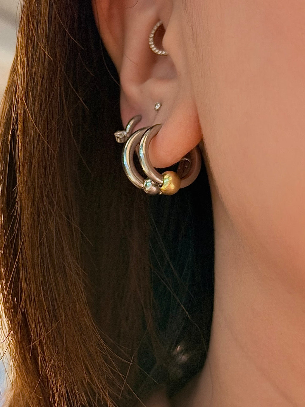 (Pre-order only ends on 17 Jun) Mix tone ball hoop surgical steel earrings
