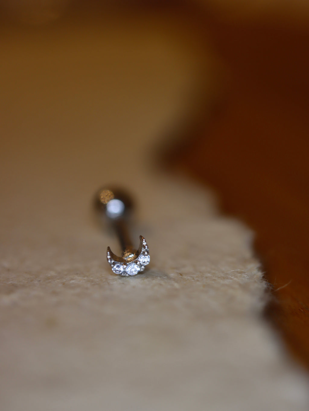 Mini crescent 🌙 surgical steel stud piercing earring