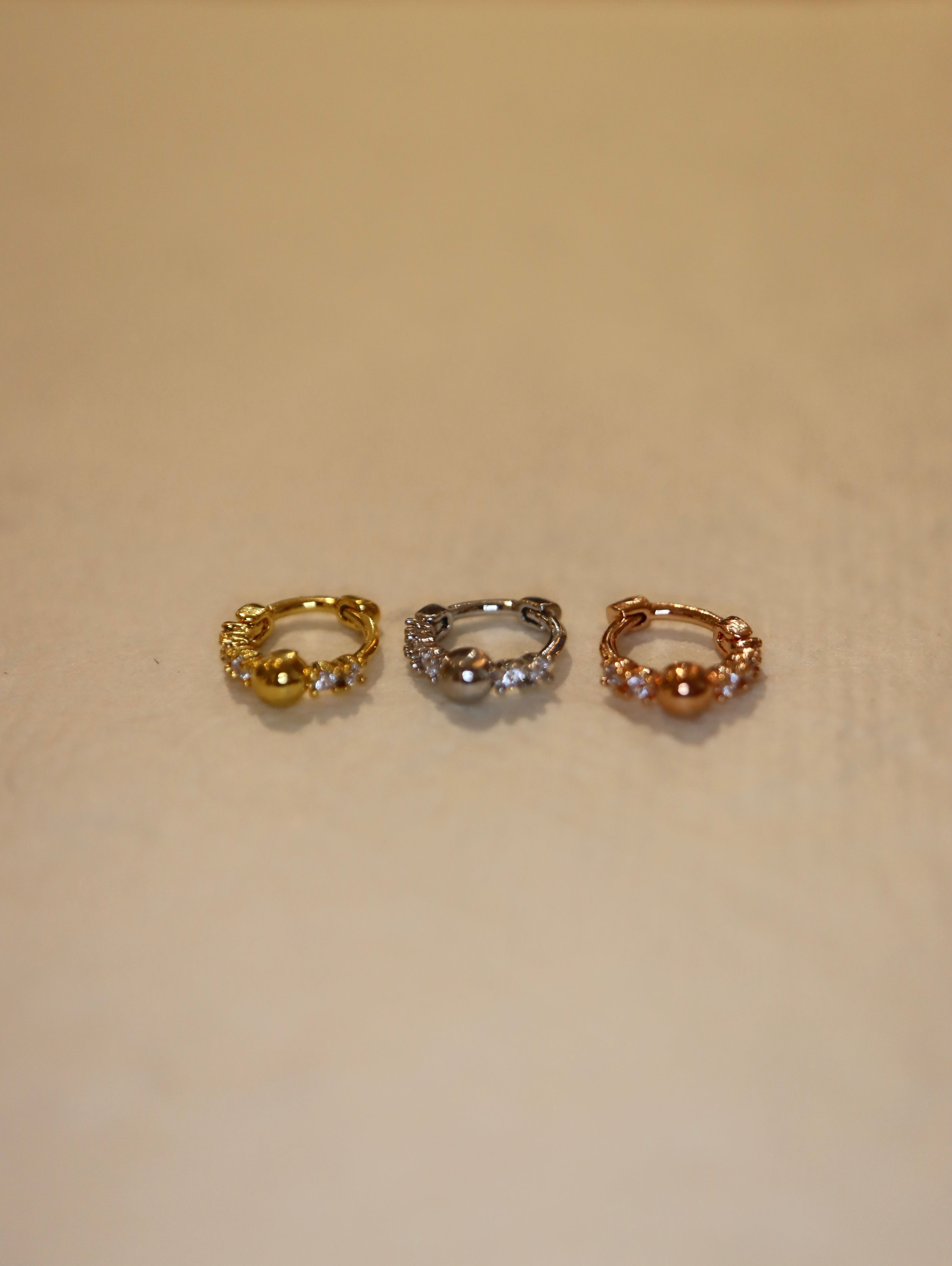 Mini ball hinged hoop cz surgical steel earring (1pc)