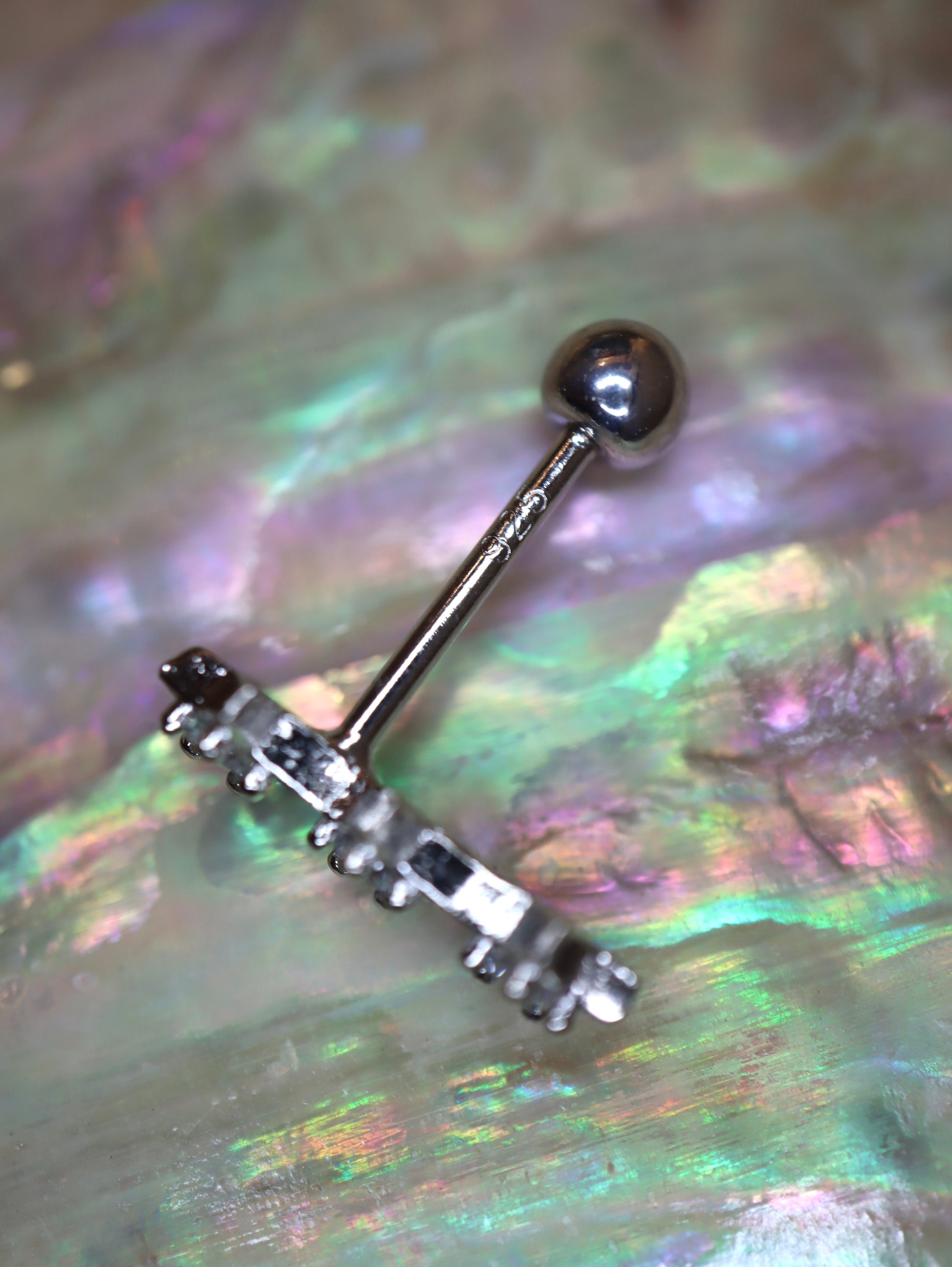 Triple star cz 925 silver stud piercing