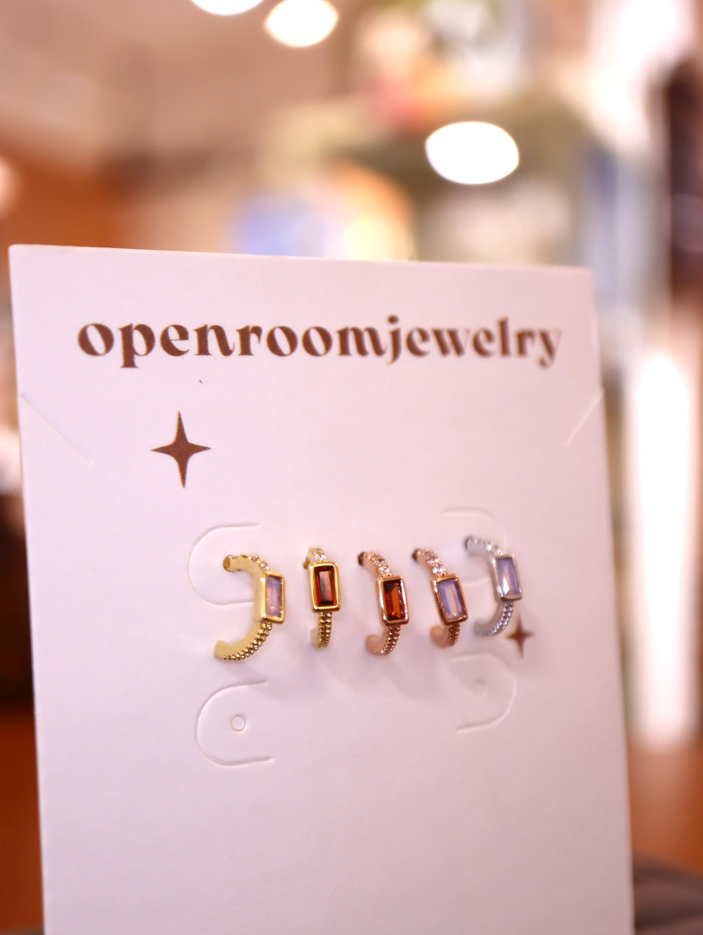 Mini rectangular cz earrings (pair)