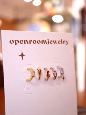 Mini rectangular cz earrings (pair)