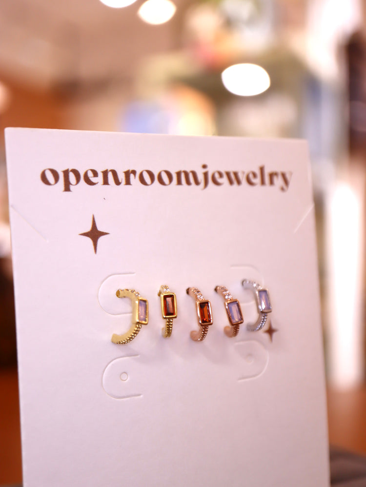 Mini rectangular cz earrings (pair)