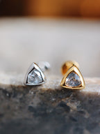 Trillion cut silver 925 flat back piercing (1pc)