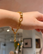 Interlock drop heart stainless steel bracelet