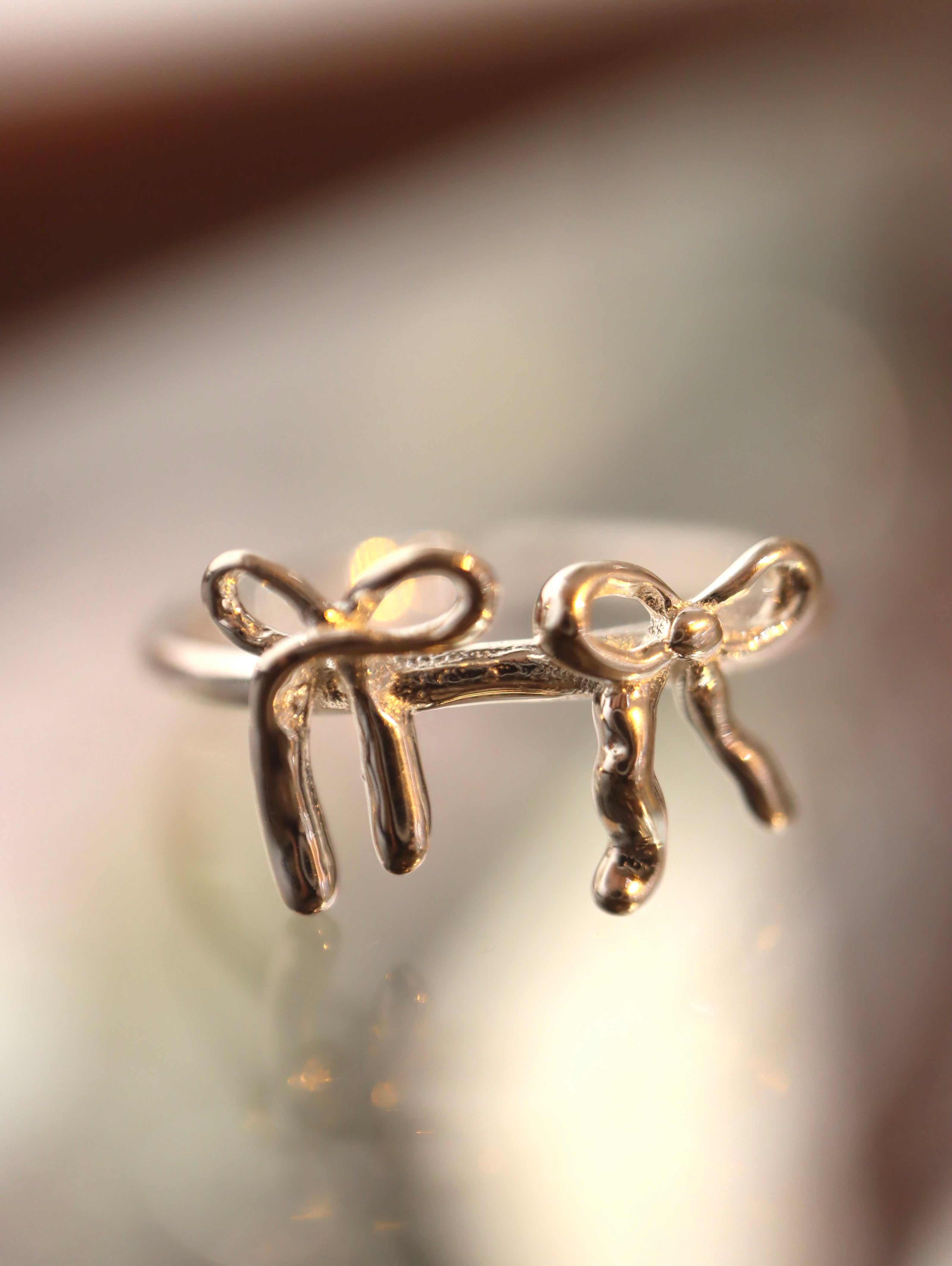 Double ribbon 925 ring open size ring