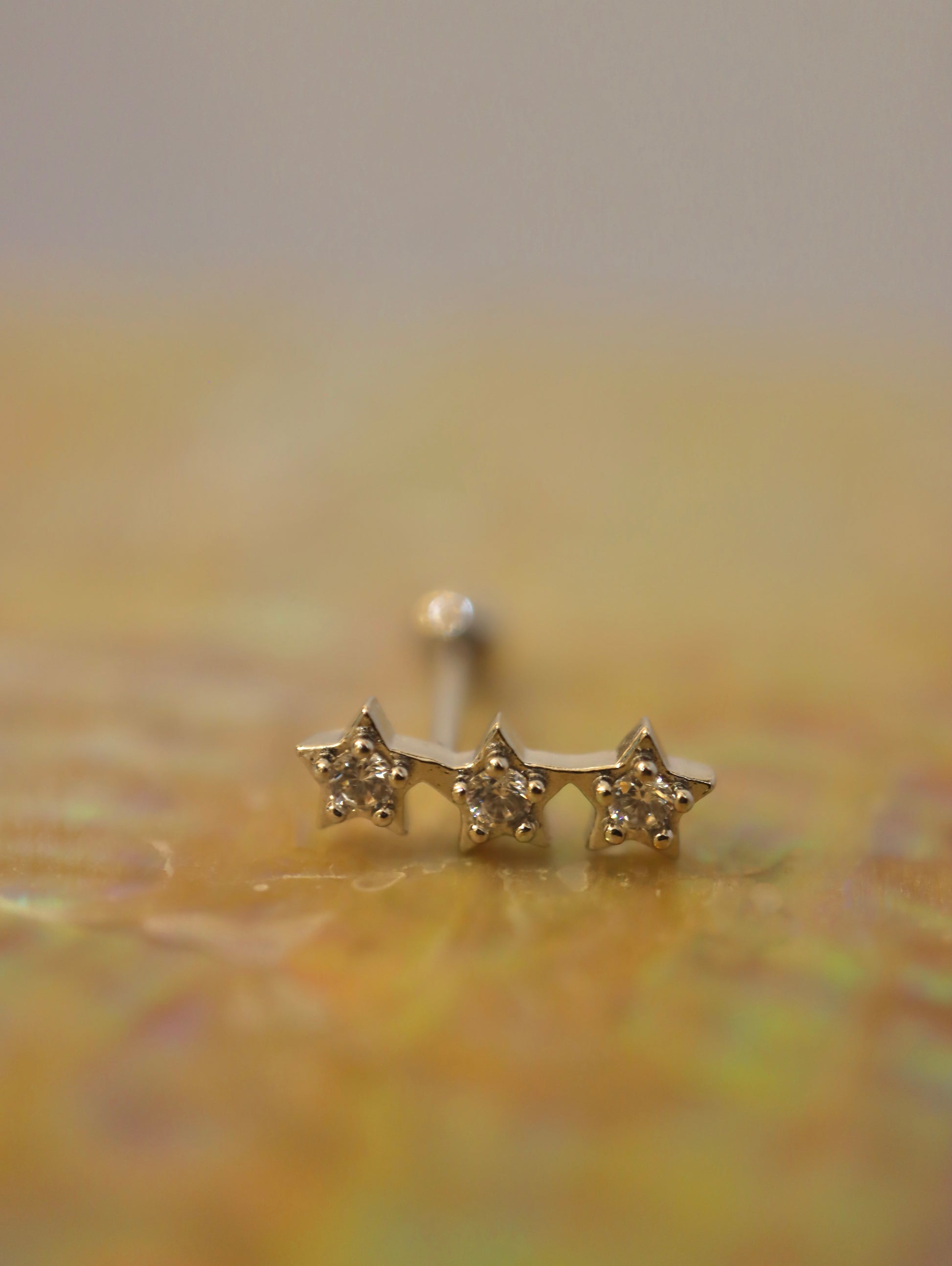 Triple star cz 925 silver stud piercing