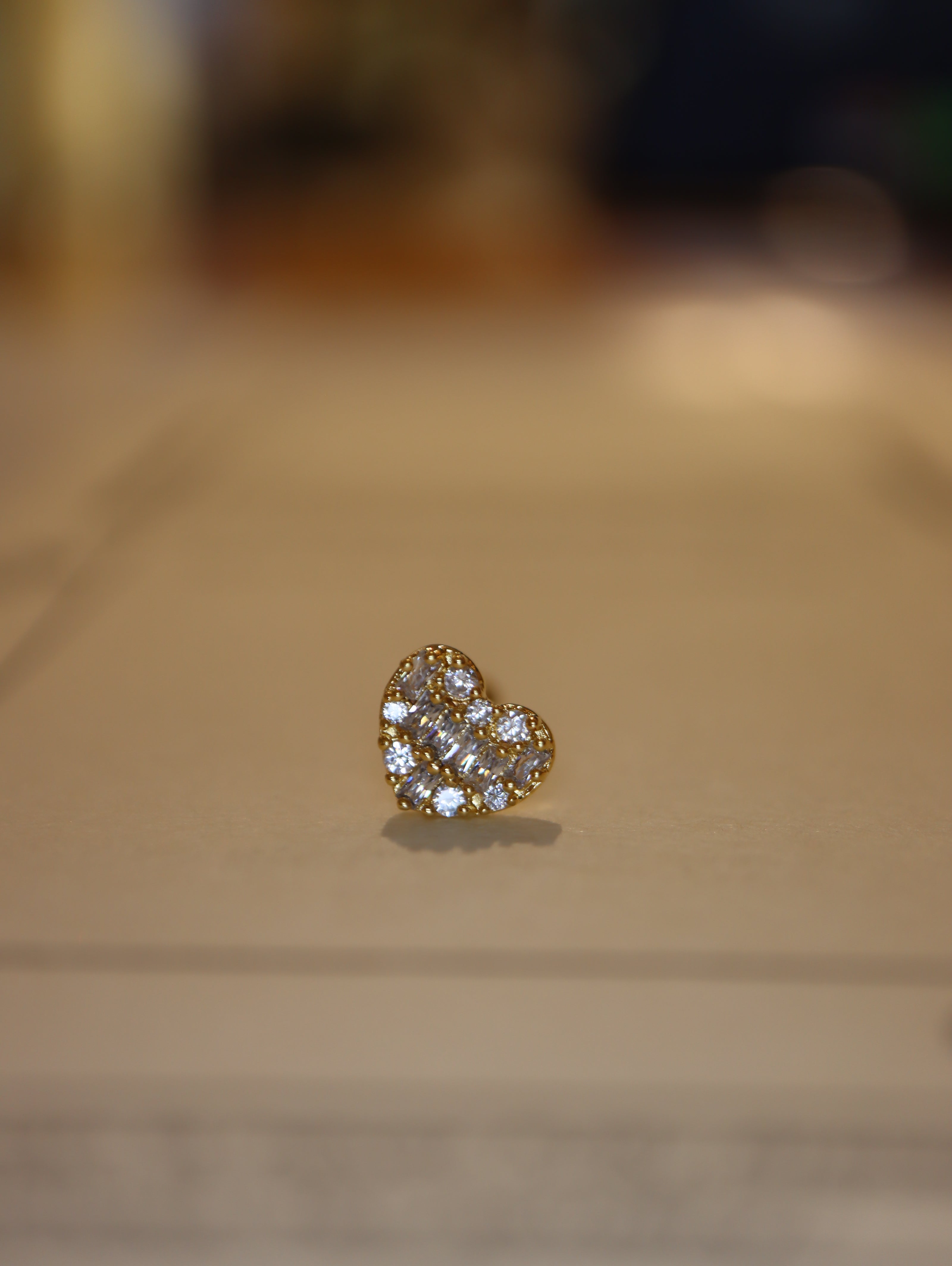 CZ Heart Cluster Stud 925 Silver Piercing (1pc)