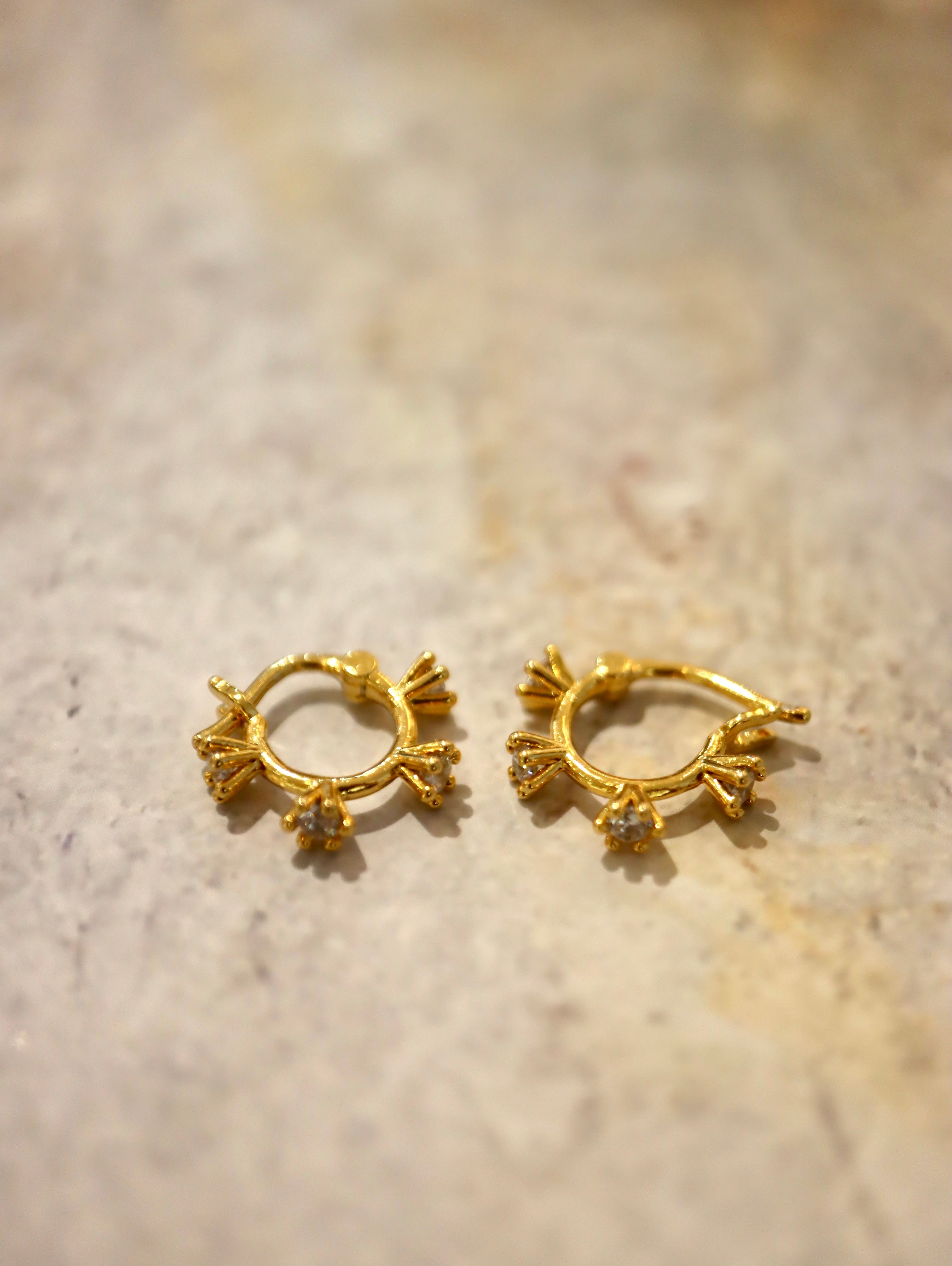 CZ Starburst hinged hoop earrings