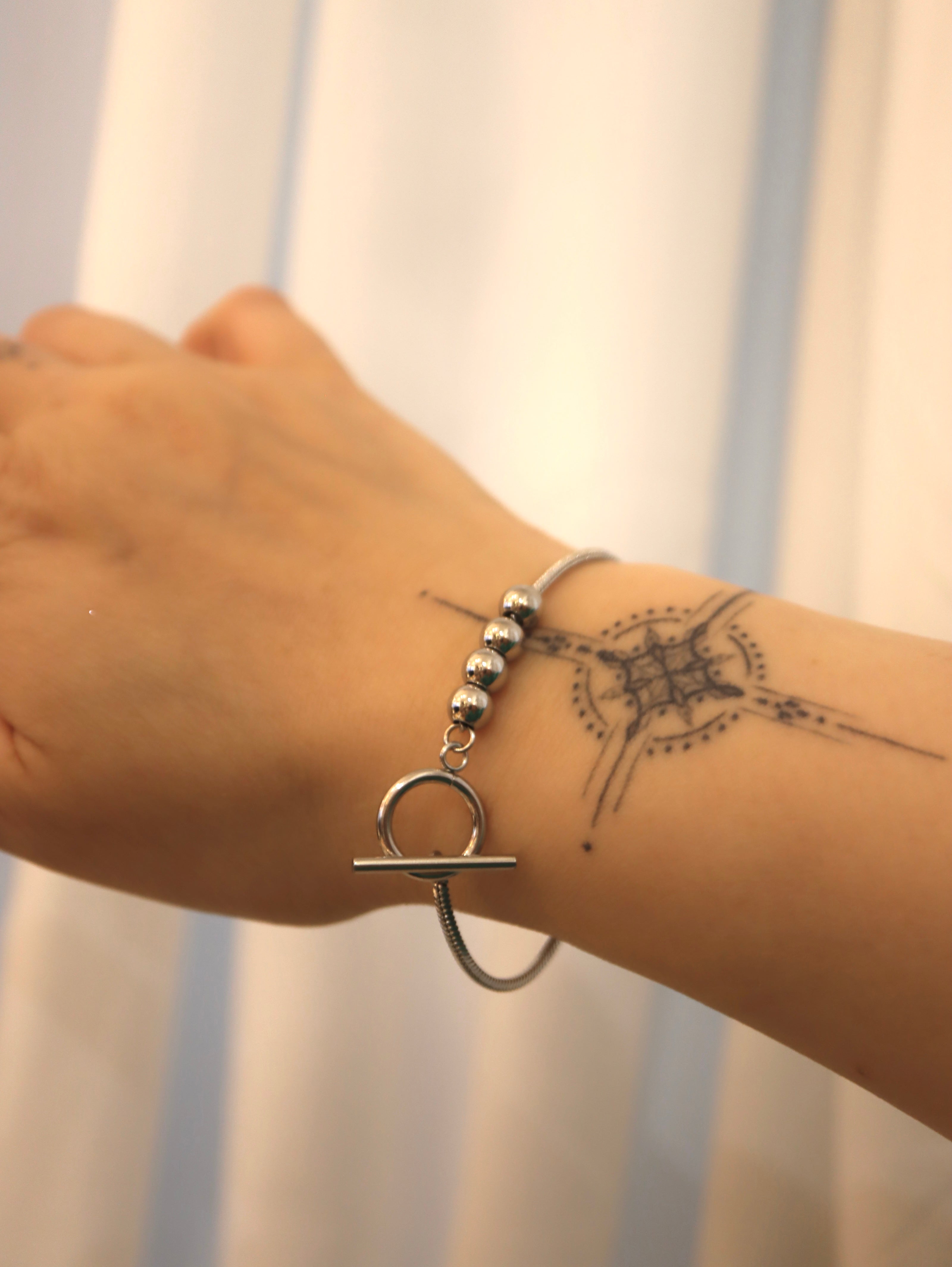 Linear Orb Stainless Steel Bracelet