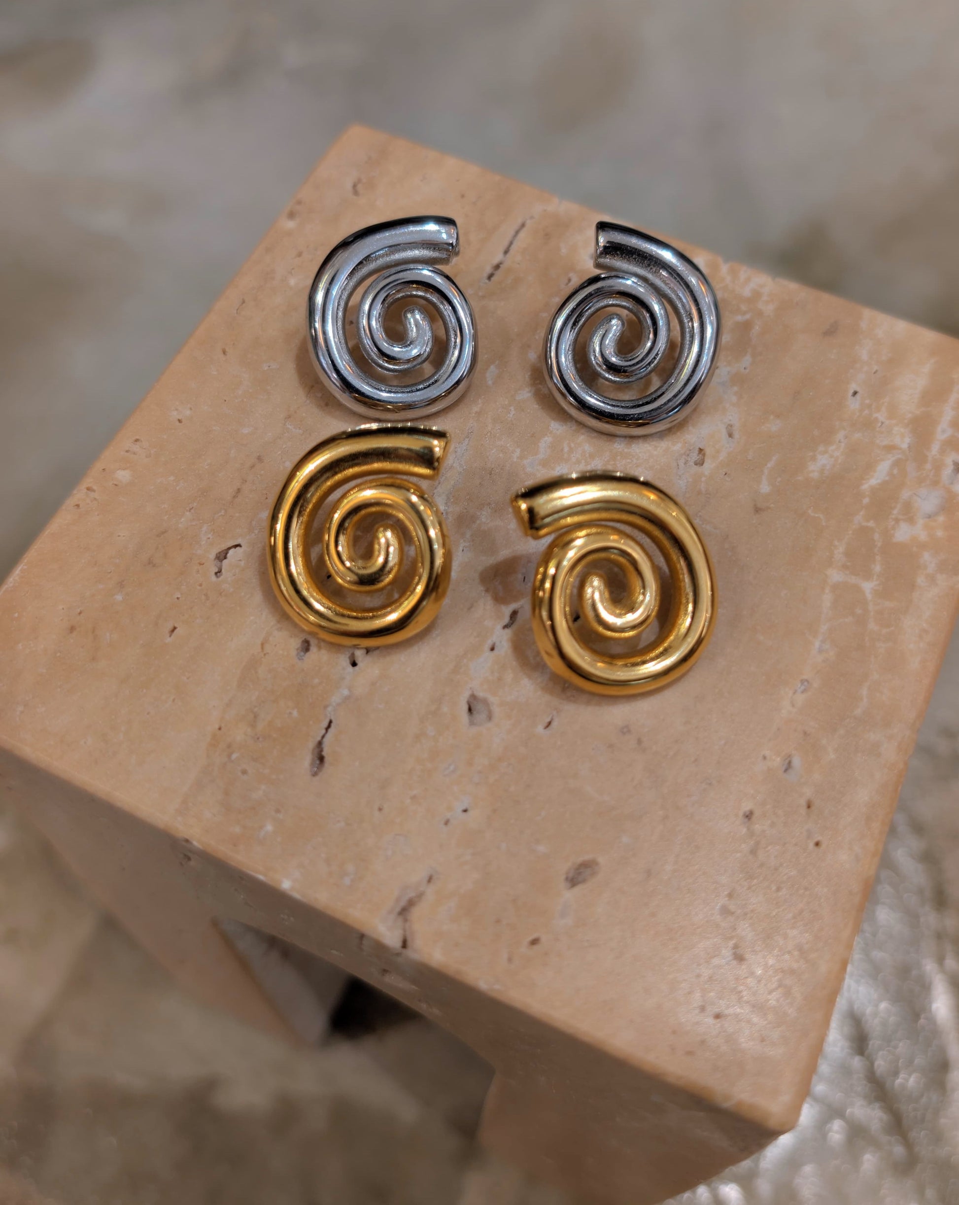 Spiral stainless steel earrings