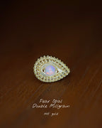 Junipurr Jewelry Pear Opal Double Millgrain