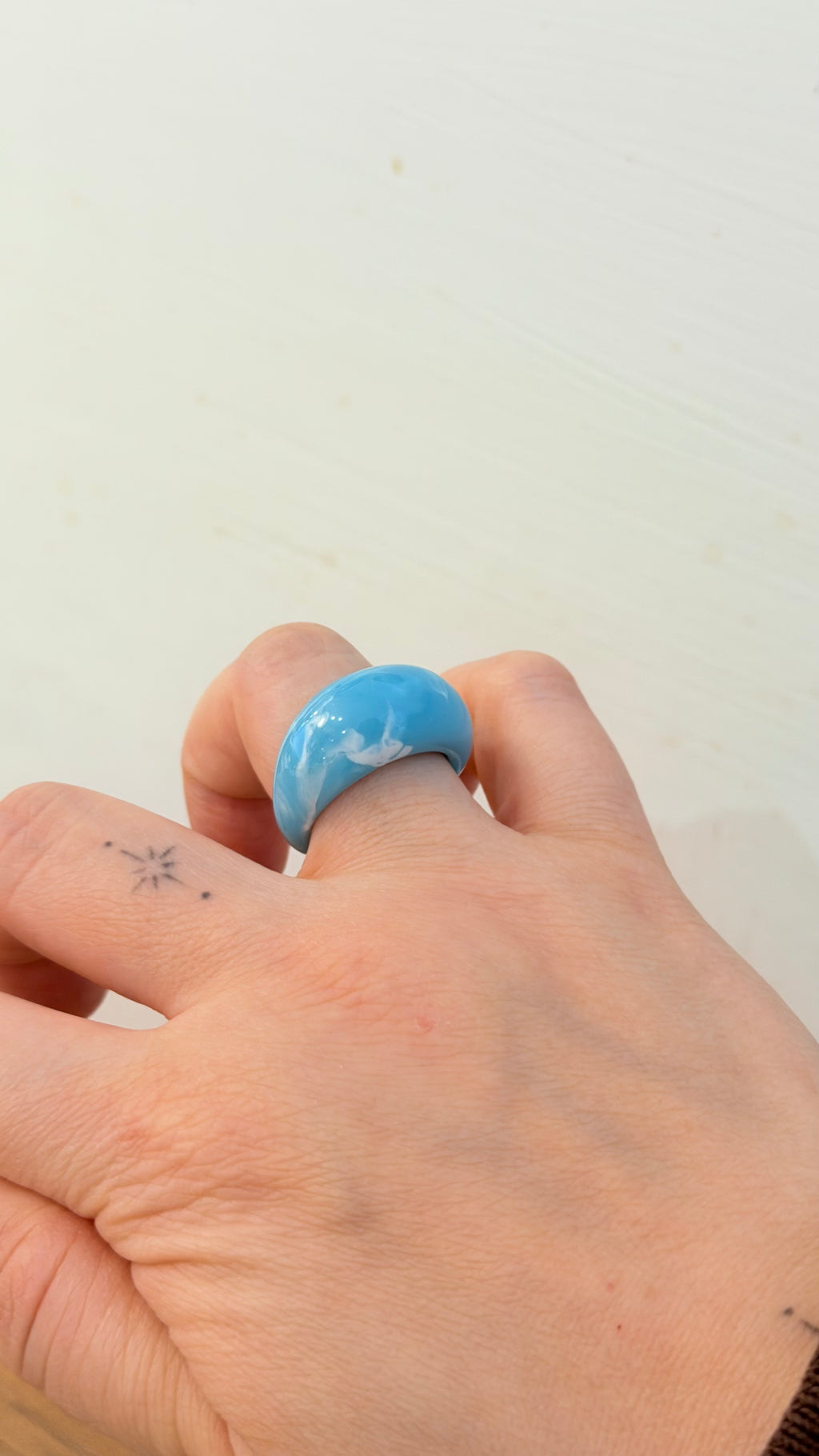Marble pattern chunky resin unisex ring
