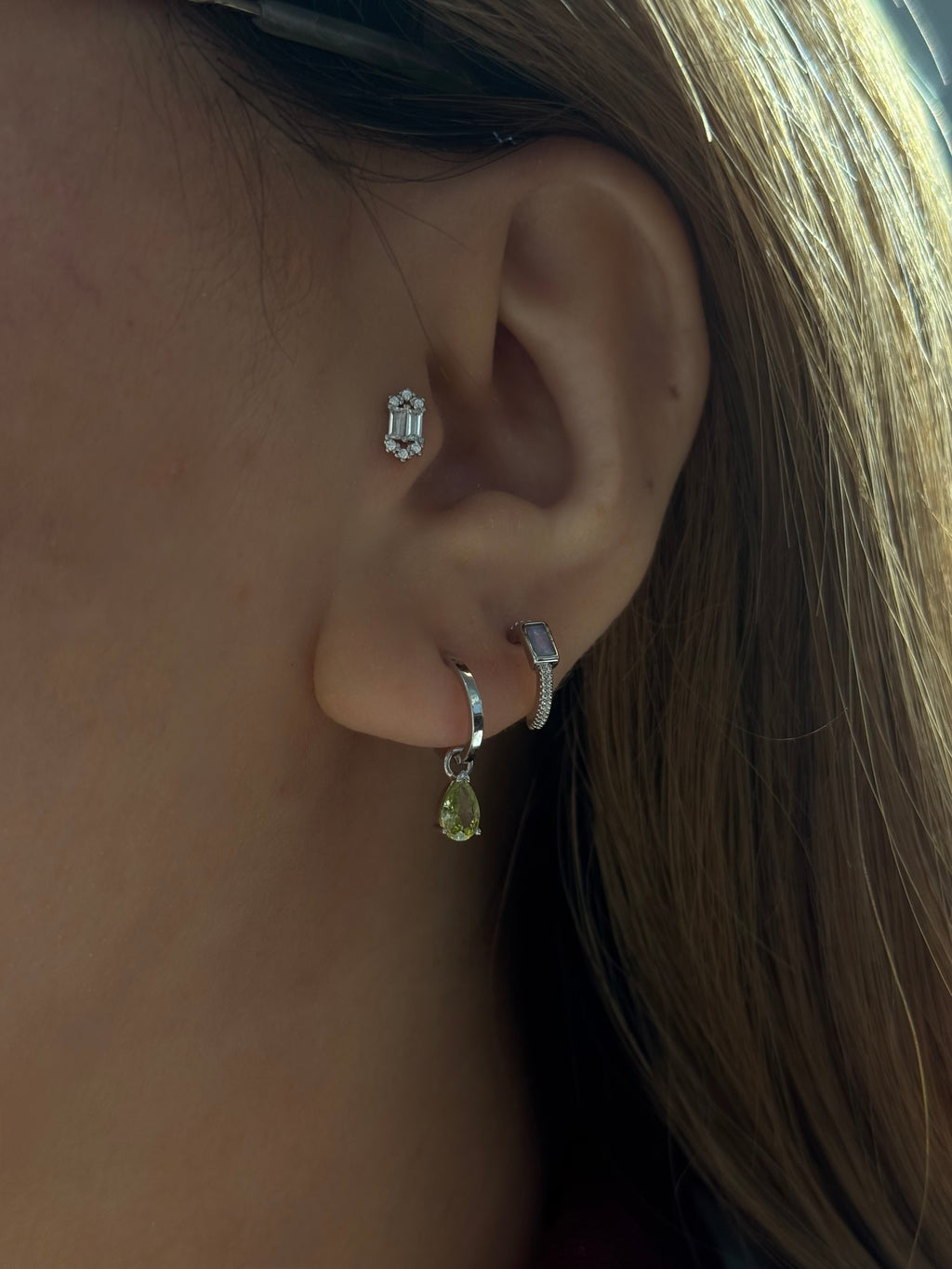 Mini rectangular cz earrings (pair)