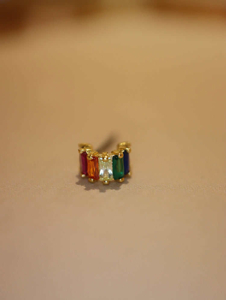 Mini rainbow brass earrings