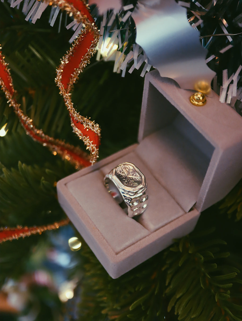 Snowflake 925 silver open size ring