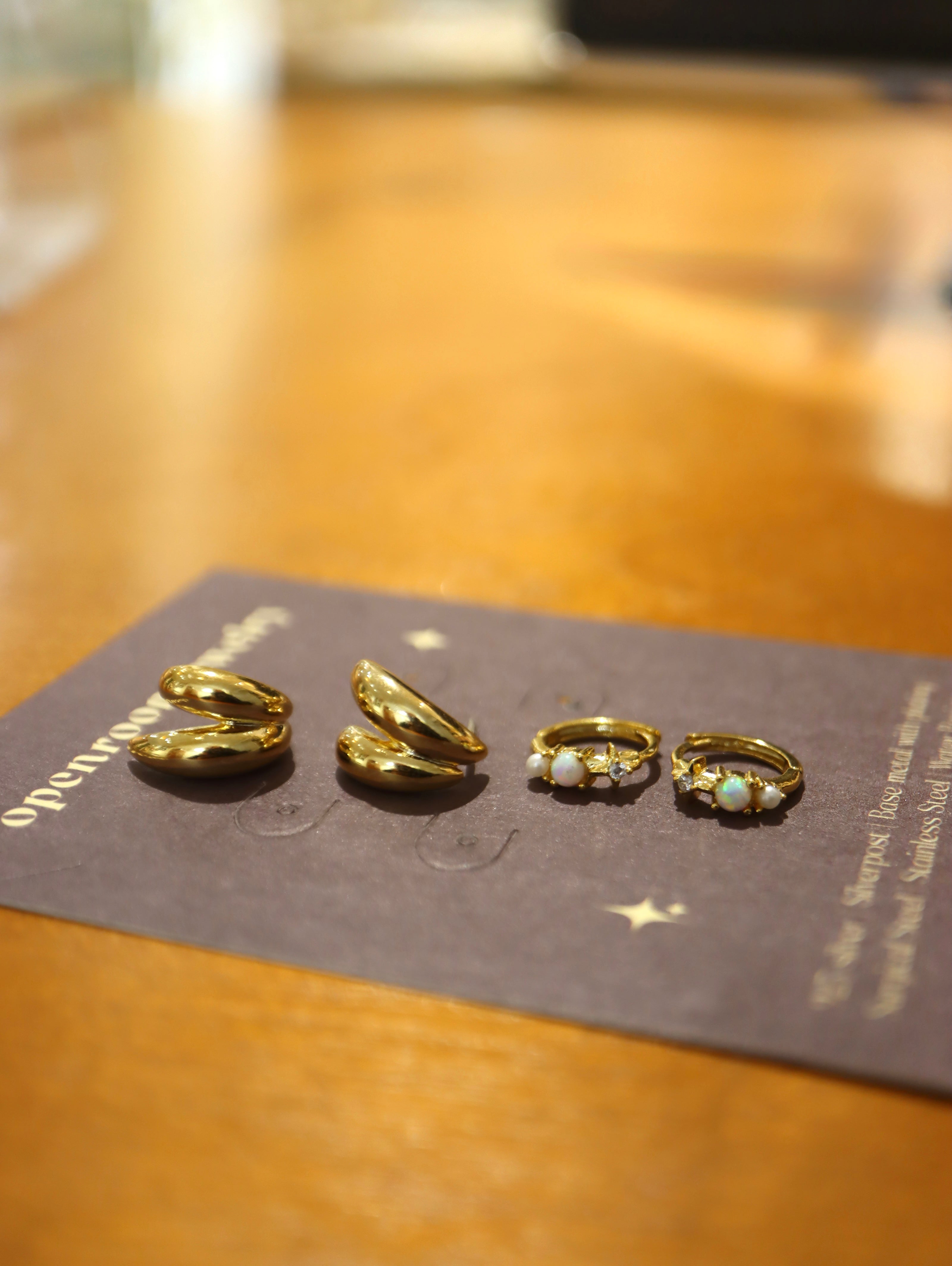 Opal star and pearl earrings