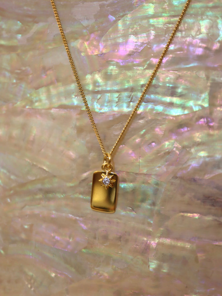 Celestial Rectangle With Sun Pendant 925 silver Necklace