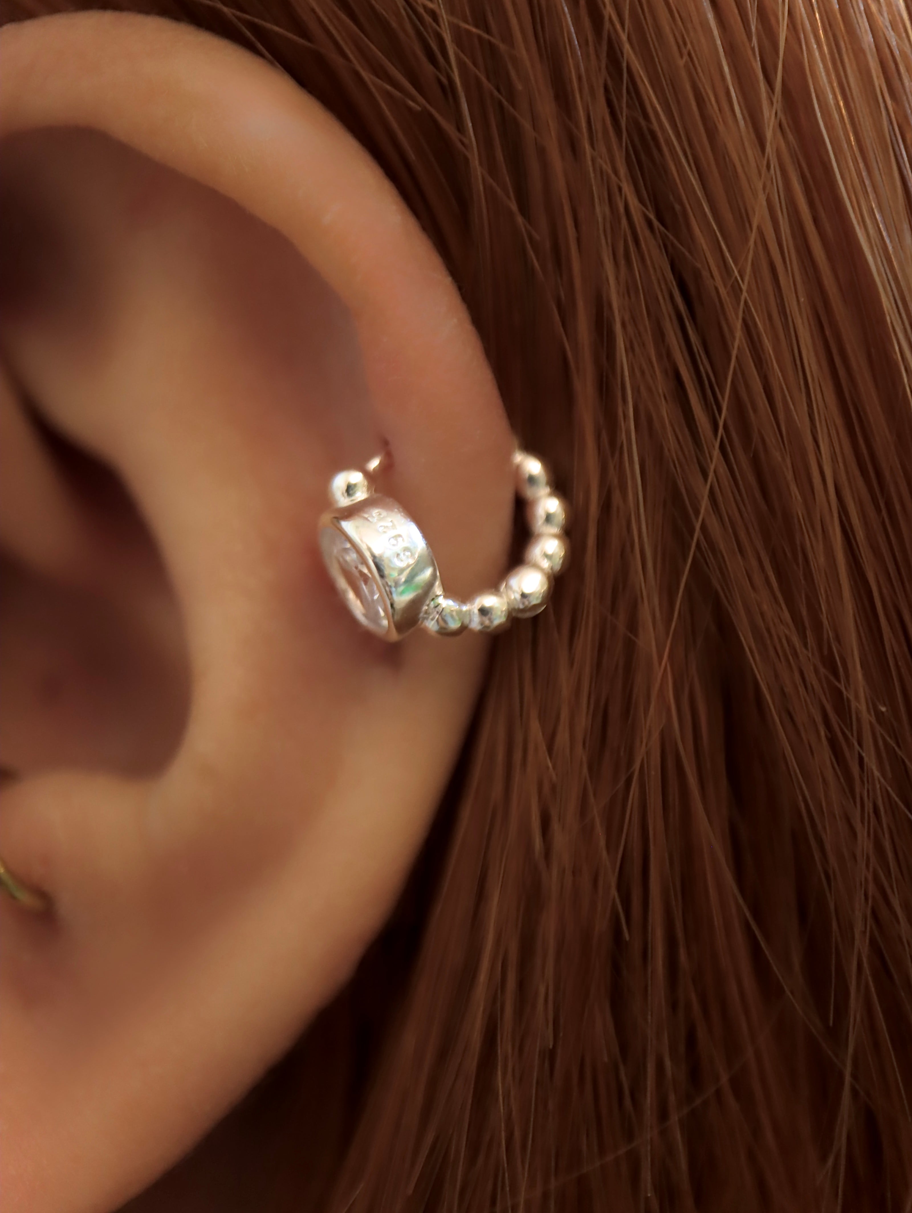 Luminous Dot Hoop 925 silver earrings