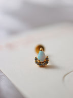 Opal cz Silver 925 flat back piercing (1pc)