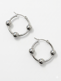 Triple Bead Hoop Stainless Steel Earrings