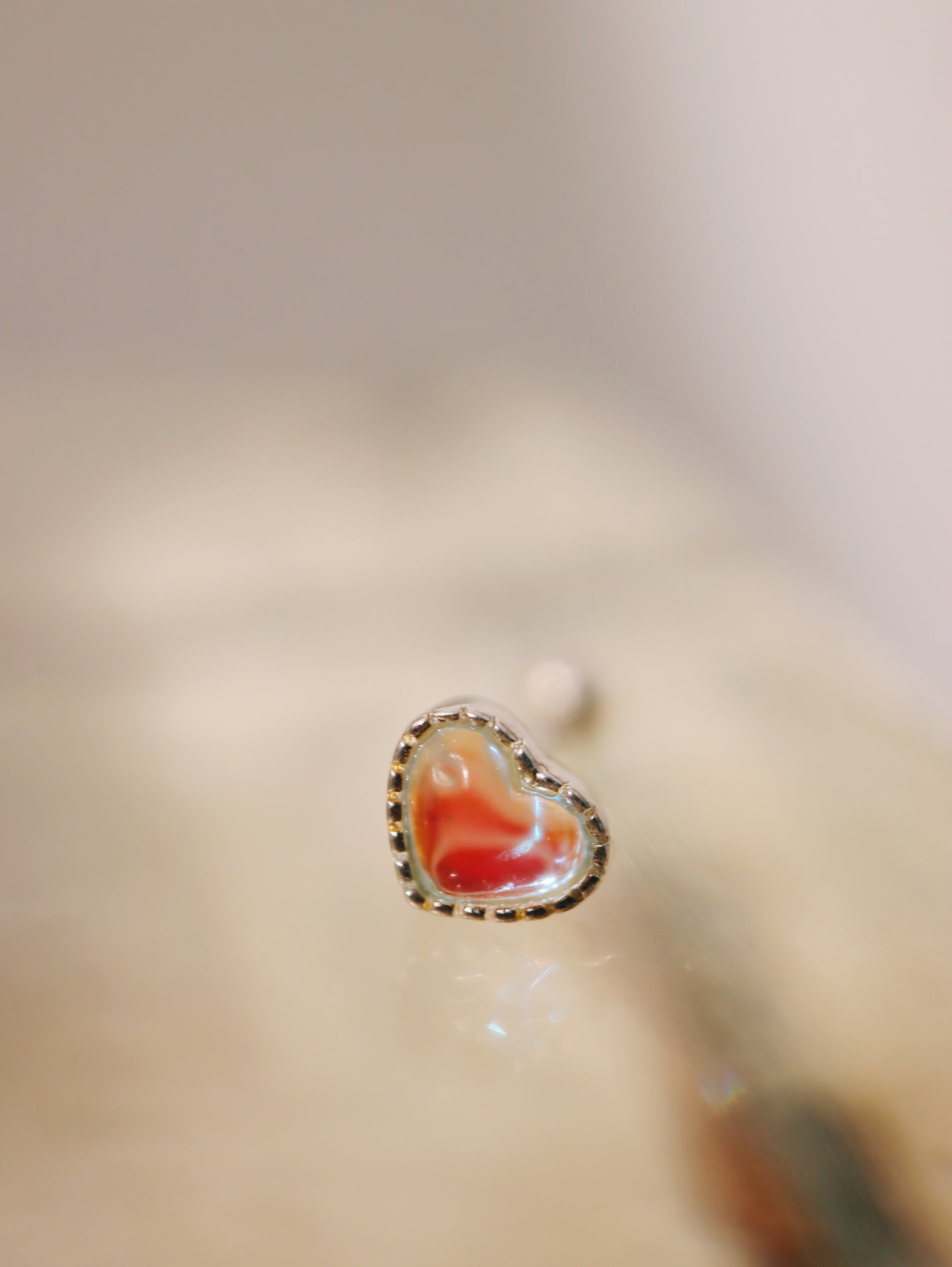 Heart moonstone 925 silver piercing earring (1pc)