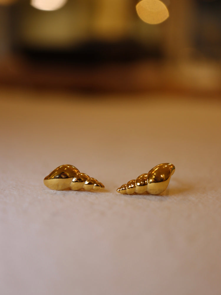 Conch Stud Brass Earrings