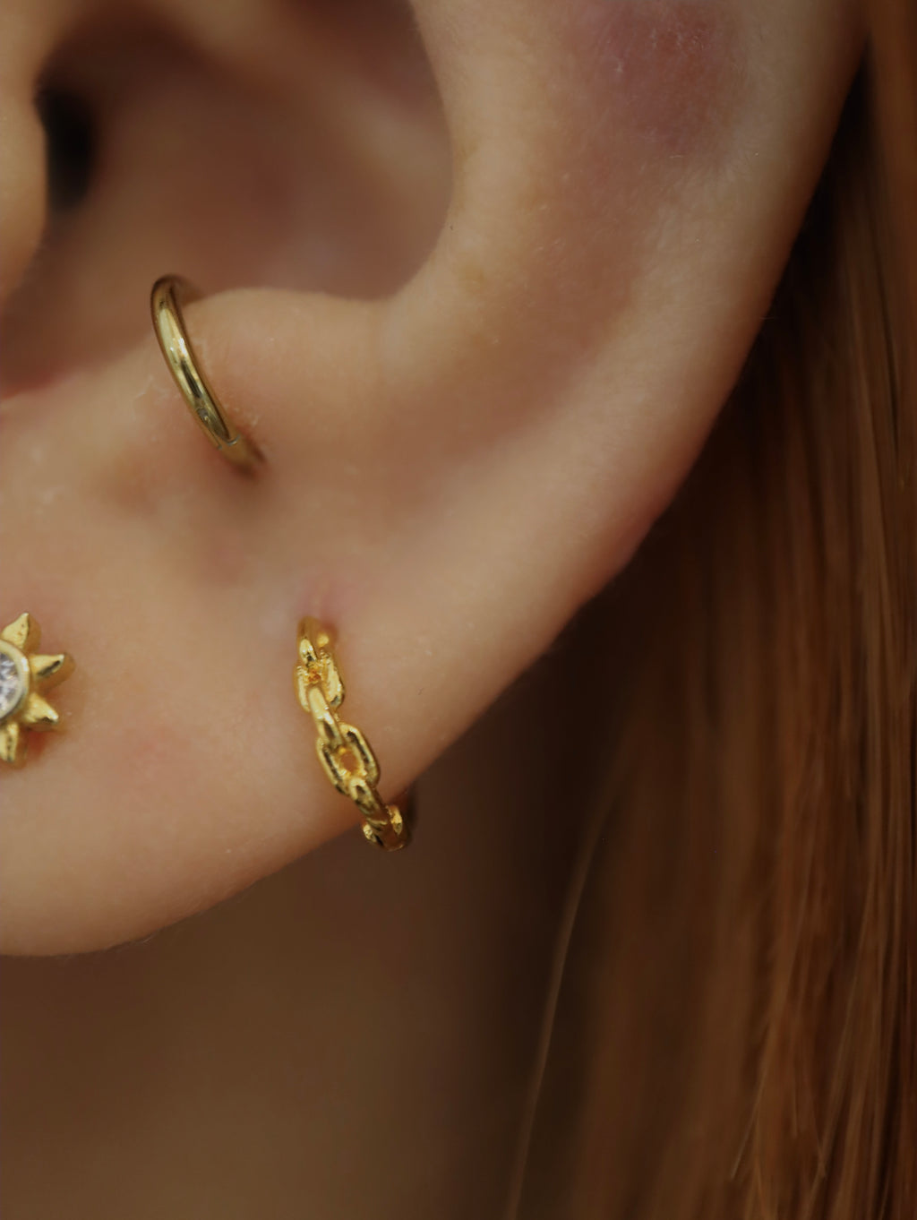 Mini chain 925 silver Huggie hoop earrings