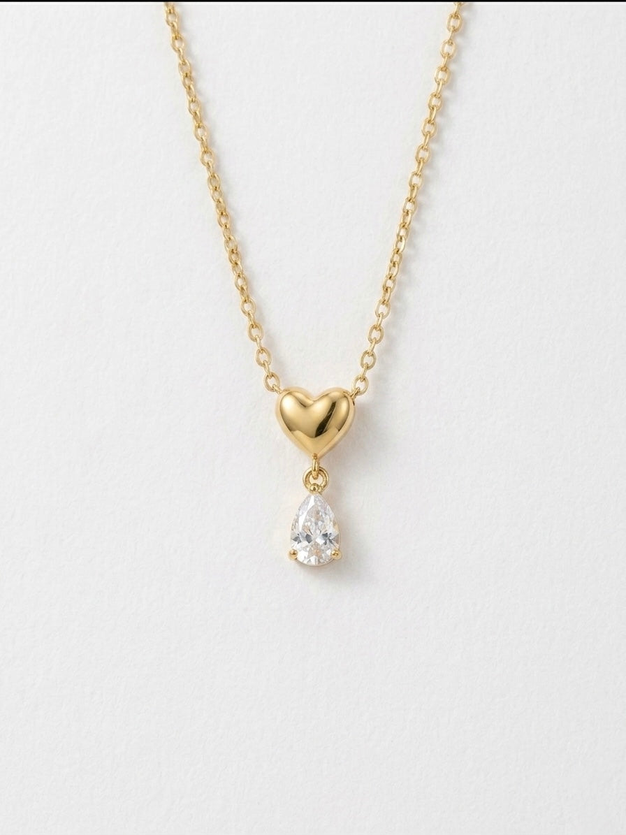 Beloved drop brass necklace