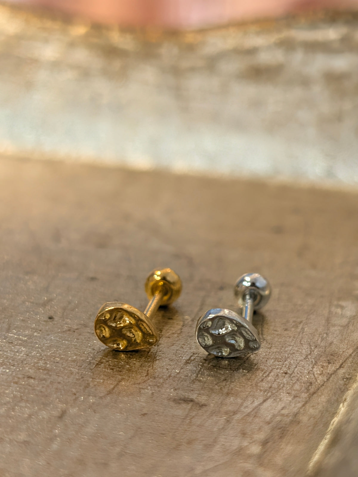 Hammered Waterdrop 925 silver Stud Piercing Earring (1pc)