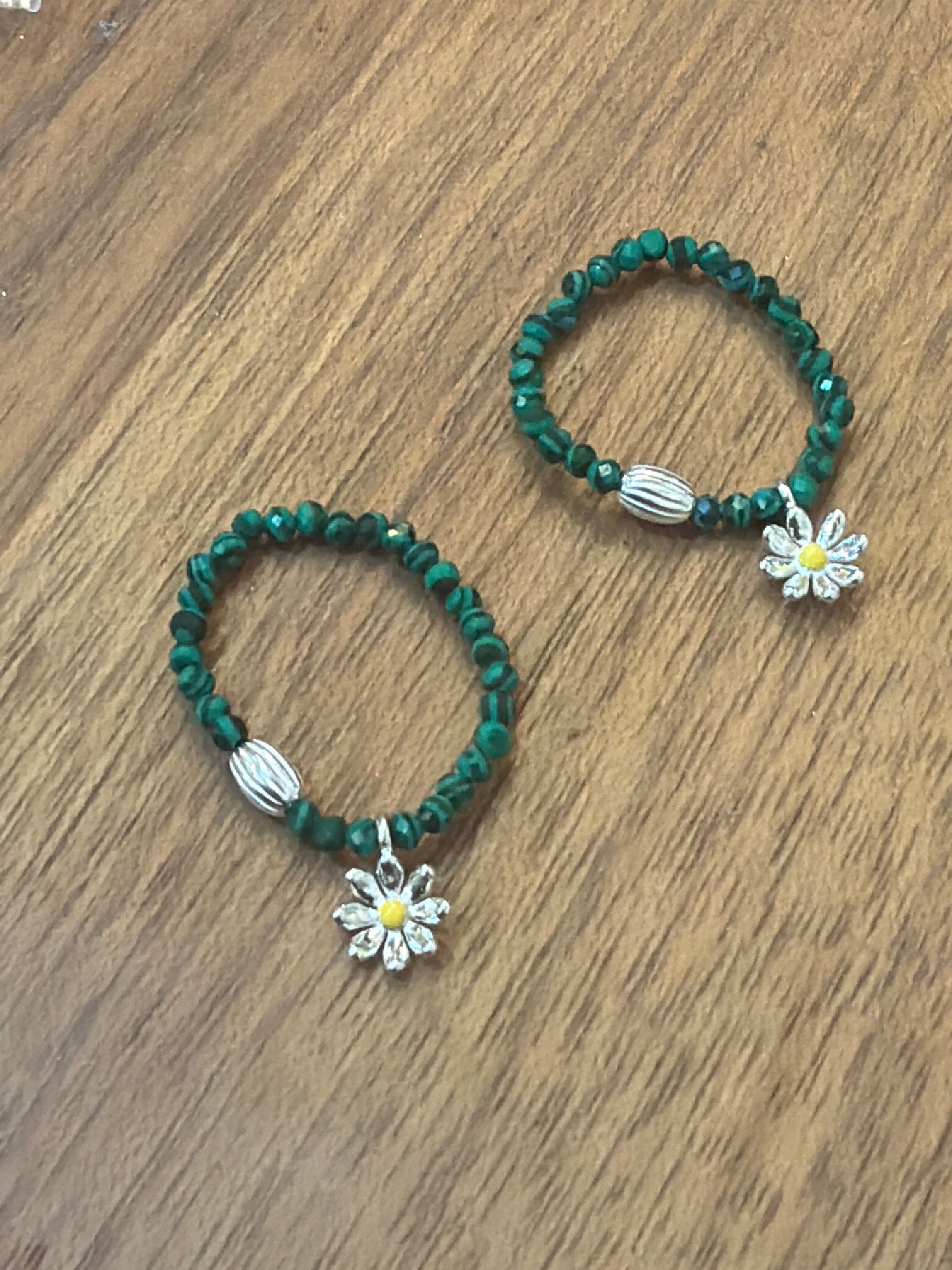 Elastic stone with daisy 925 silver ring