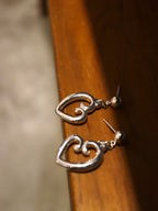 Hollow drop heart 925 silver earrings