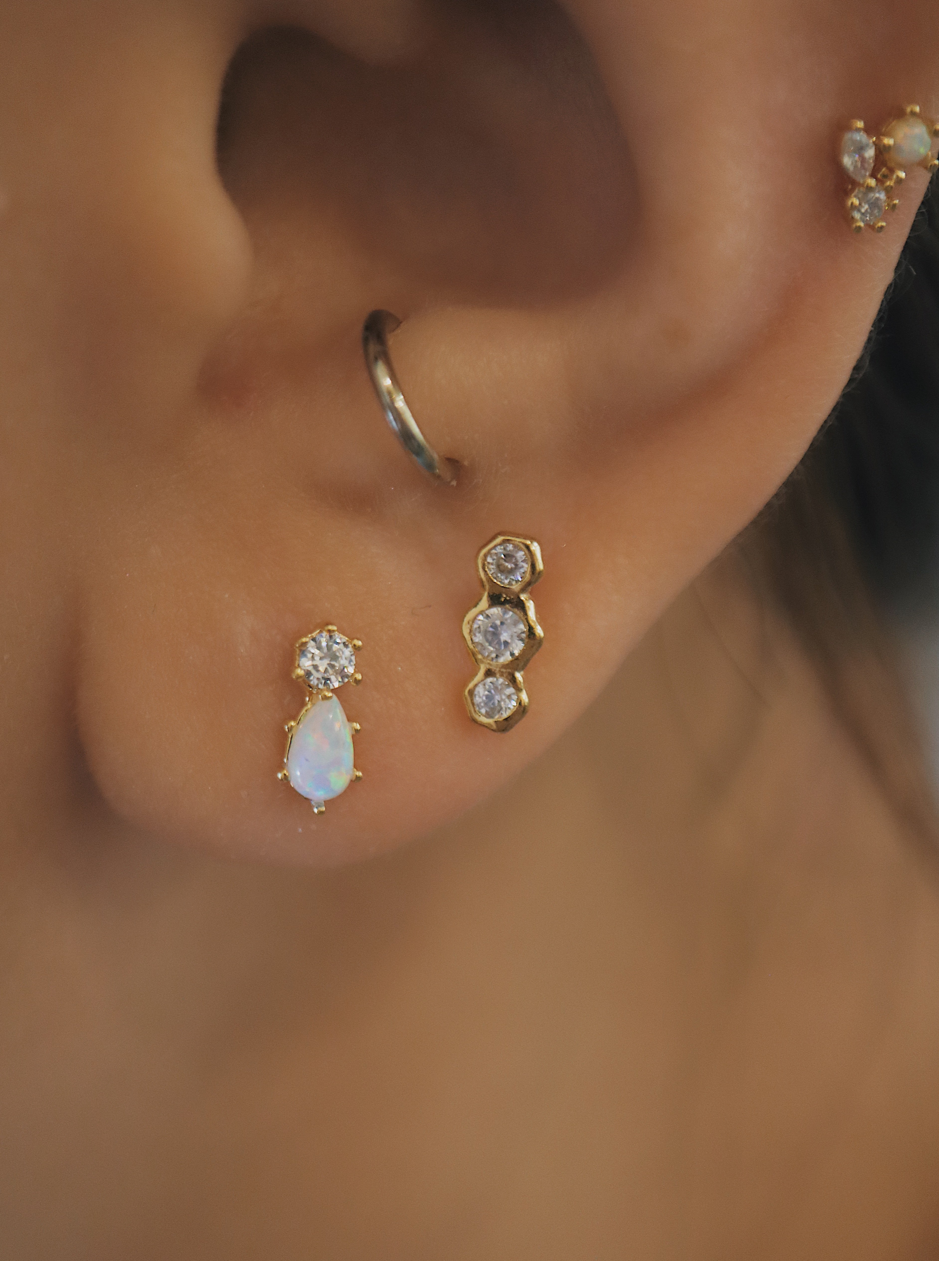 Triple cz silver925 ball back piercing (1pc)