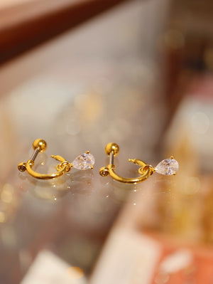 Surgical Steel Teardrop CZ Earrings (4 colours)