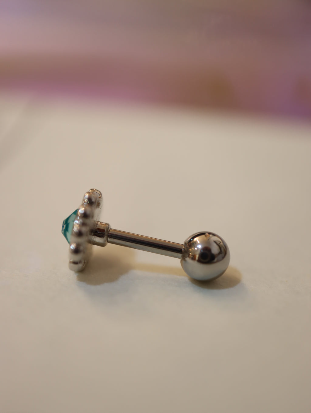 Cz floral surgical steel stud piercing