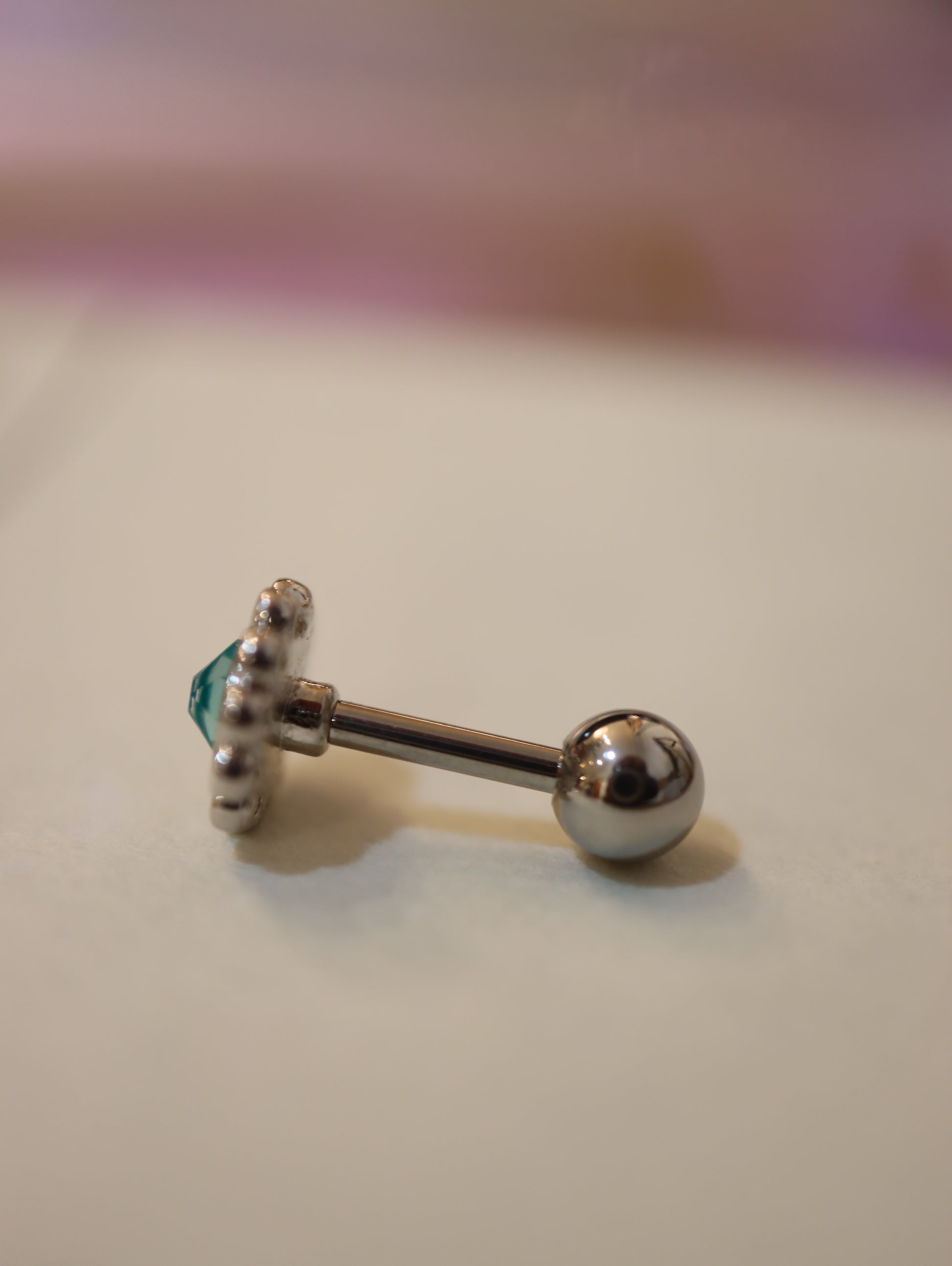 Cz floral surgical steel stud piercing