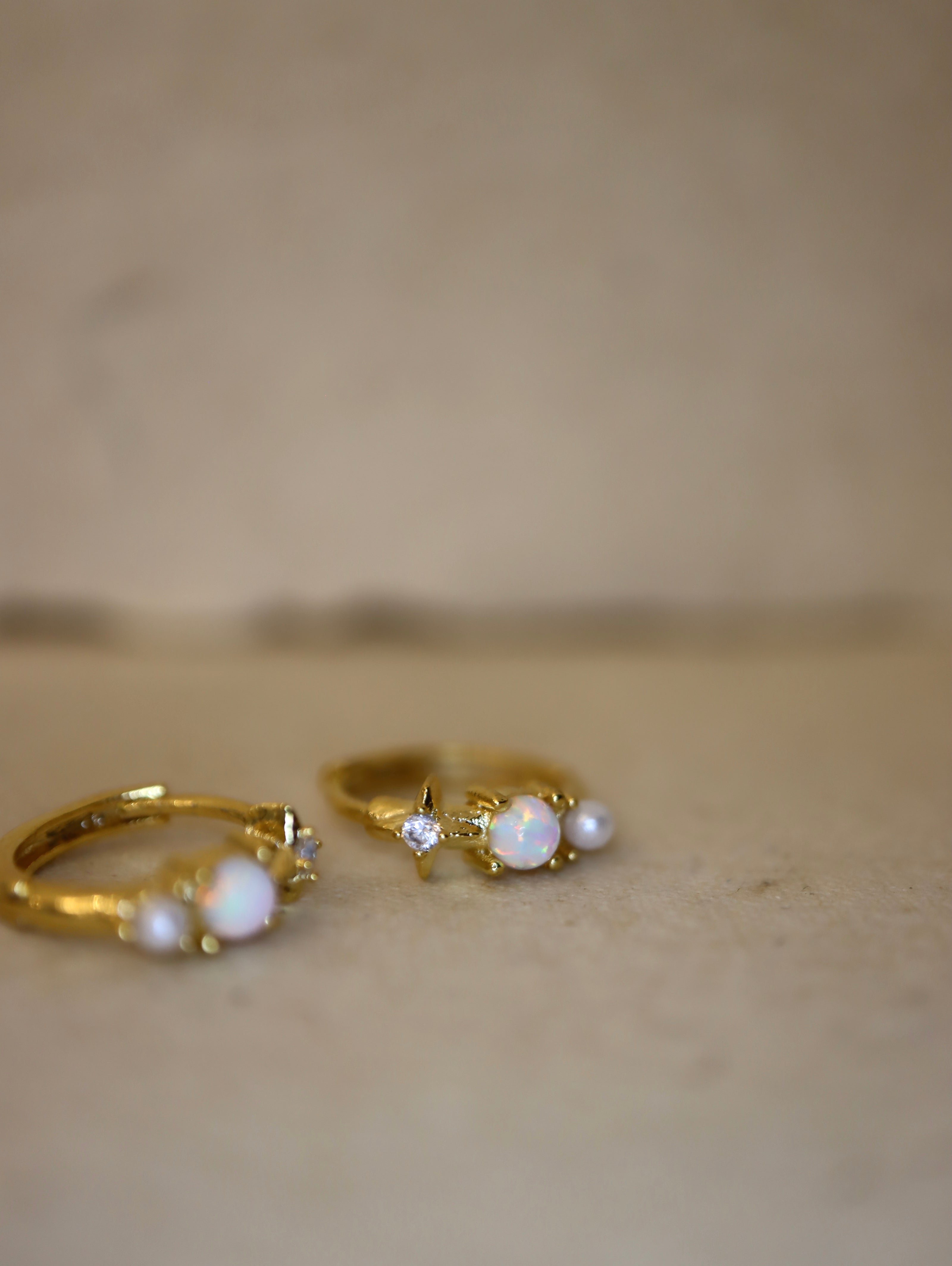 Opal star and pearl earrings