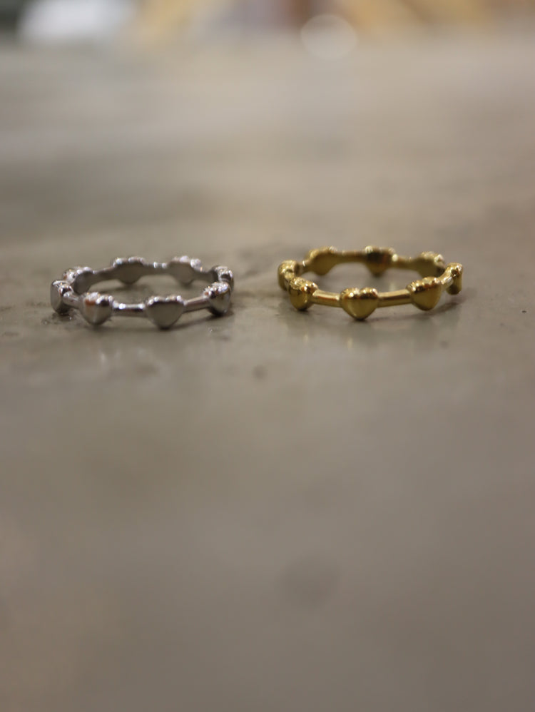 Heart link stainless steel ring