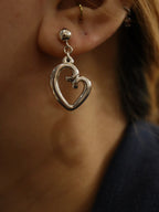 Hollow drop heart 925 silver earrings