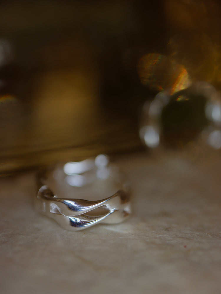 Double wavy 925 silver earrings