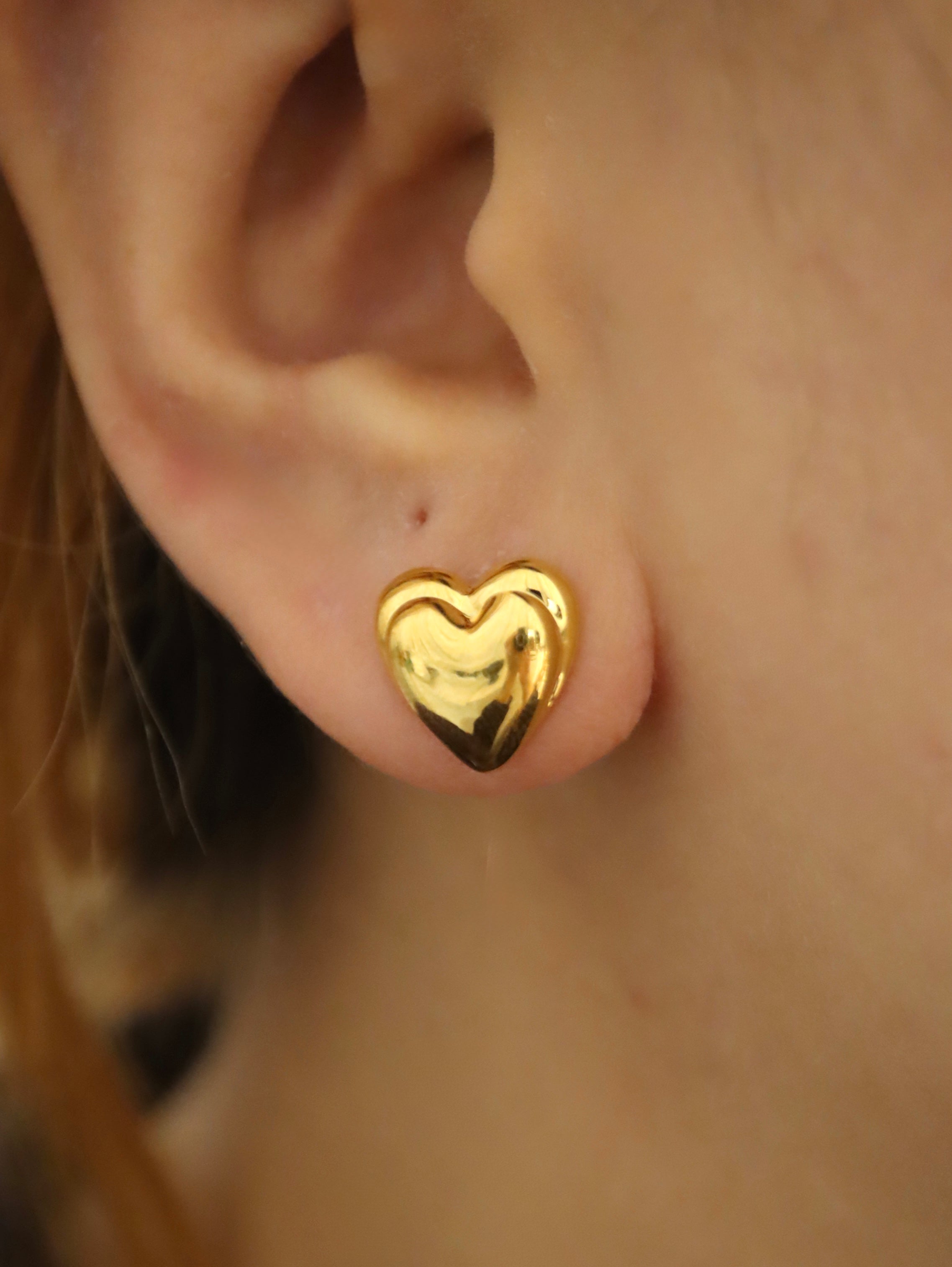 Heart brass earrings