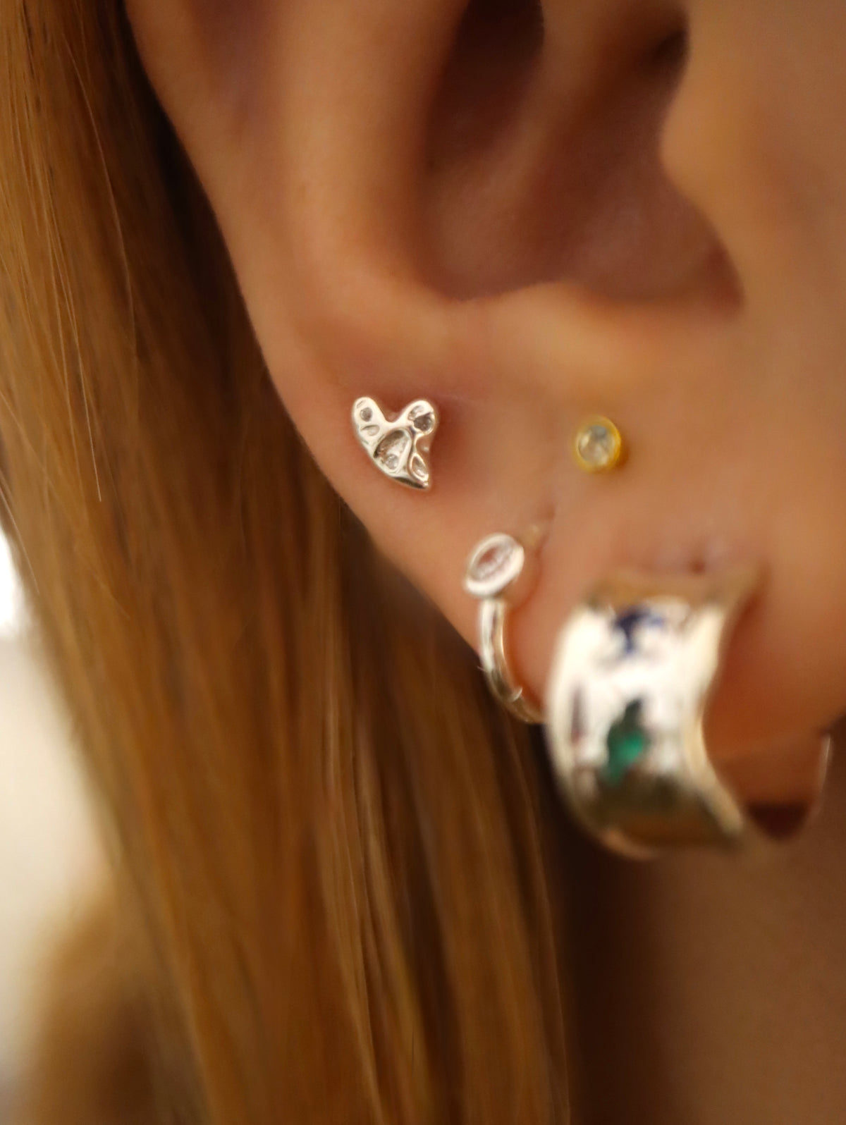 Heart stud silver925 piercing earring