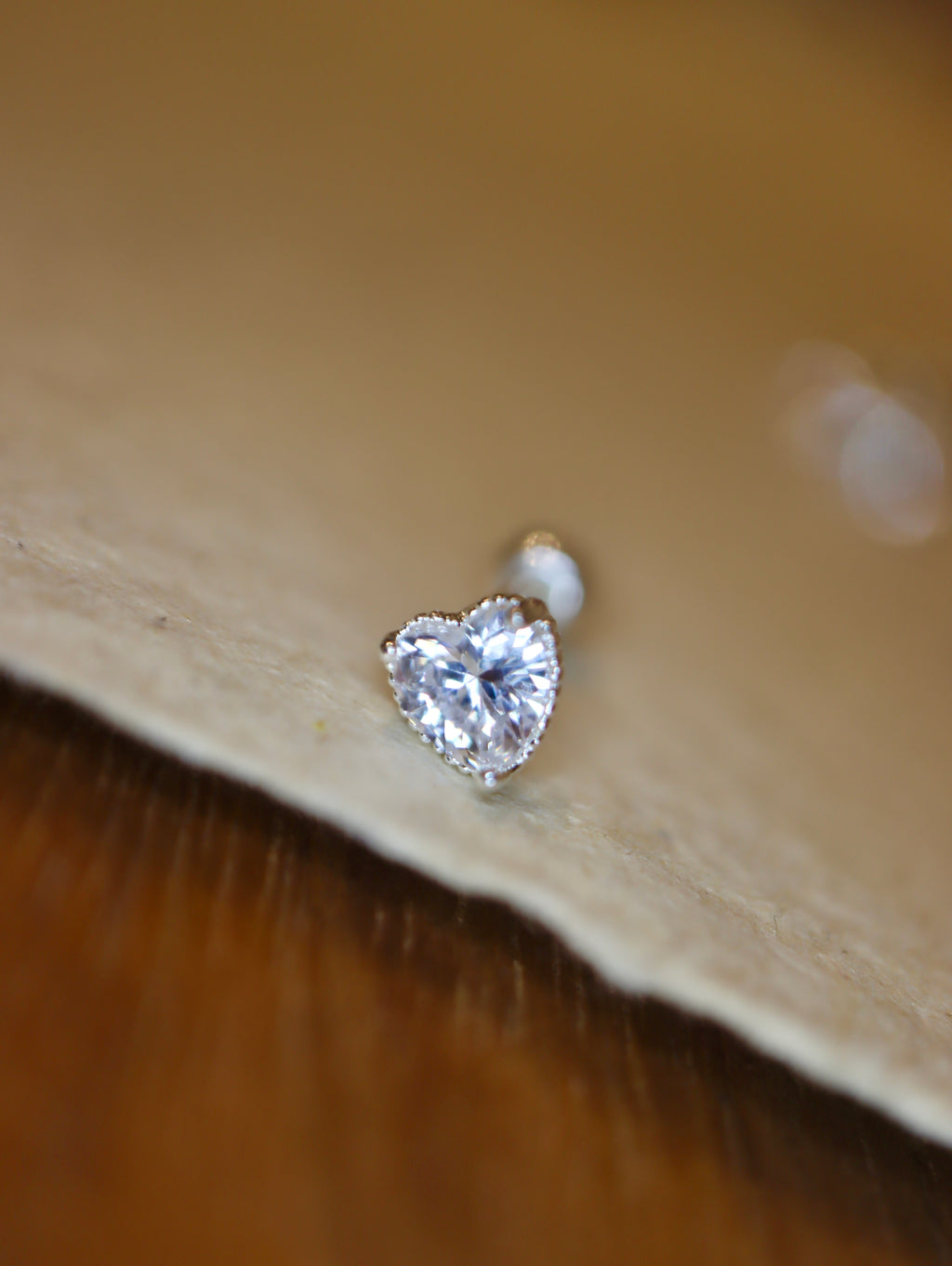 Heart cz 925 silver piercing stud  (1pc)