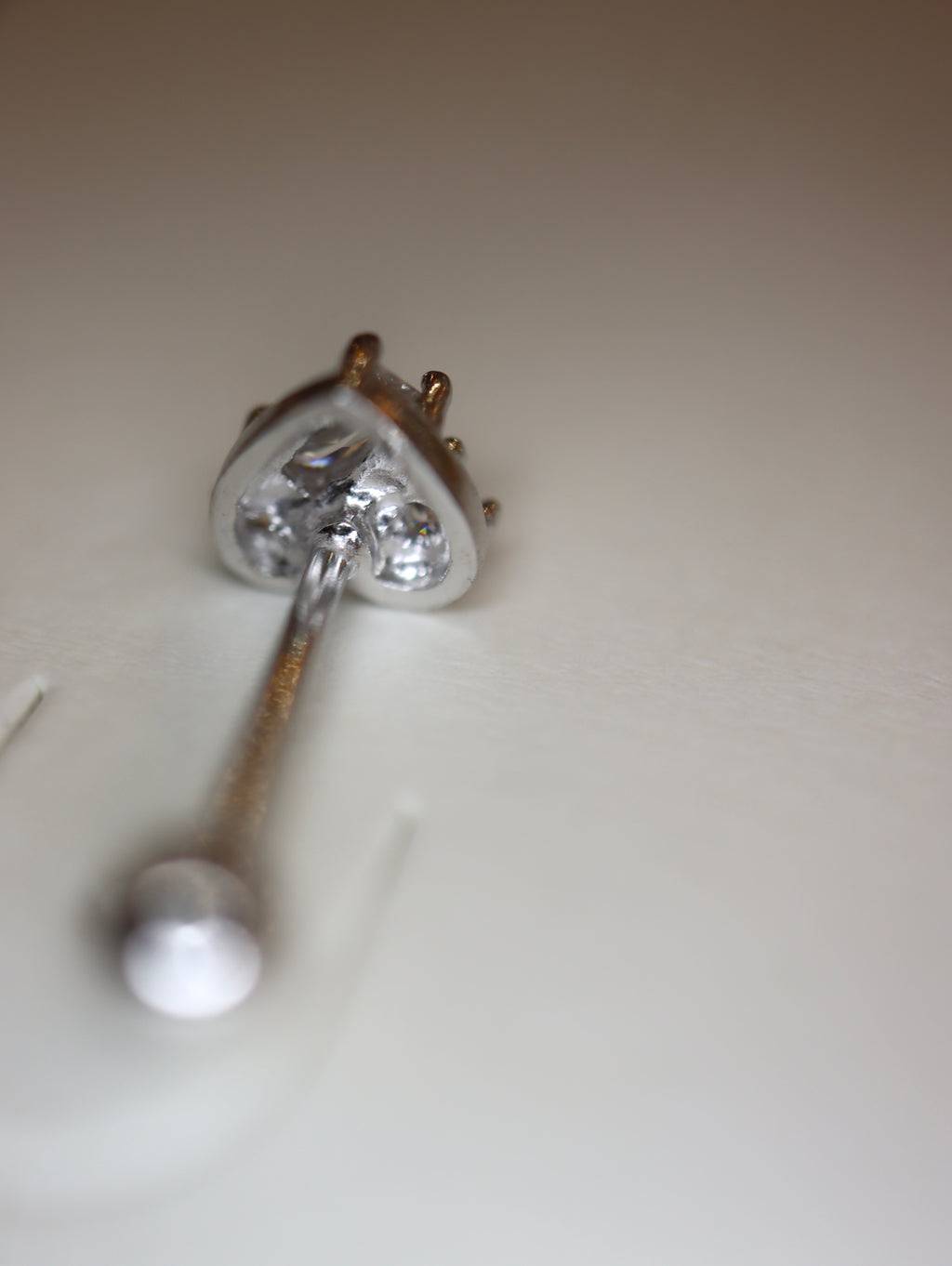 Heart cz stud 925 silver piercing